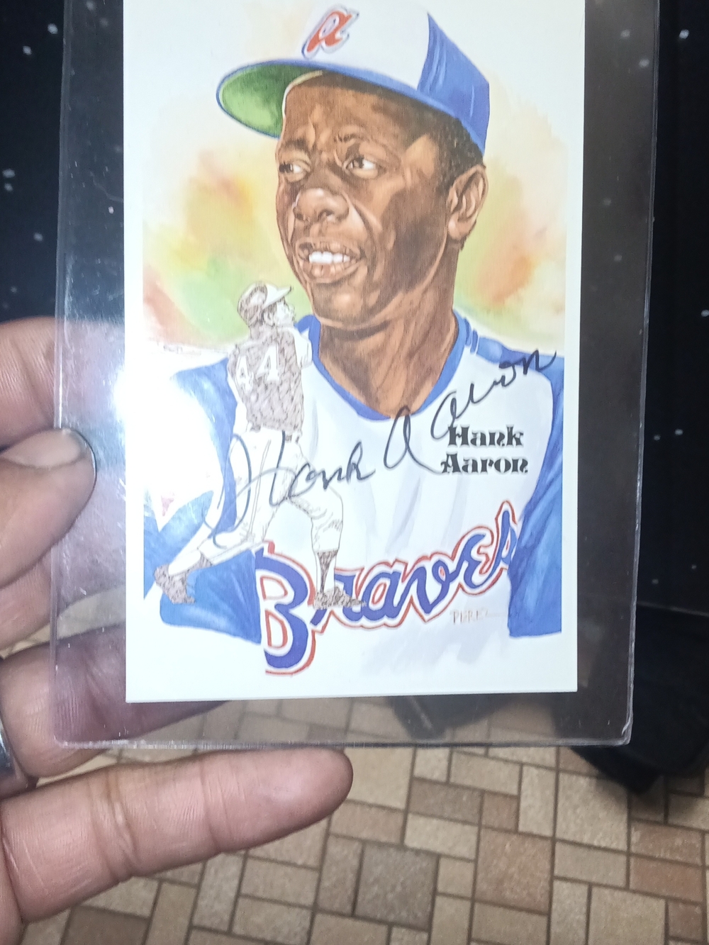 Hank Aaron Braves Illustrated Perez Steele Signed Post Card 8752/10,000